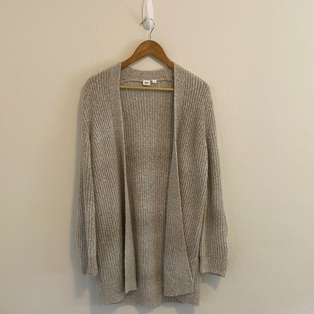 Gap Women's Light Gray Open-Front Knit Cardigan